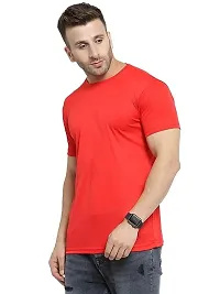 Ritravi Lifestyle Men's Regular Fit Casual Solid Short Sleeve 100% Polyester Dry Fit Crew Neck T-Shirt-thumb3