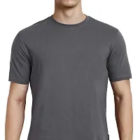 Ritravi Lifestyle Men's Regular Fit Casual Solid 100% Organic Cotton Short Sleeve Crew Neck T-Shirt-thumb3