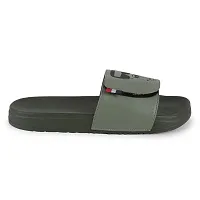 Stylish Green Synthetic Leather Printed Sliders For Men-thumb3