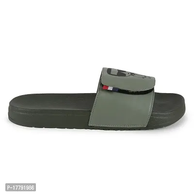 Stylish Green Synthetic Leather Printed Sliders For Men-thumb4