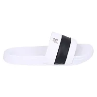 Stylish White Synthetic Leather Printed Sliders For Men-thumb2