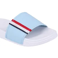 Stylish Blue Synthetic Leather Printed Sliders For Men-thumb2