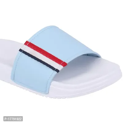 Stylish Blue Synthetic Leather Printed Sliders For Men-thumb3