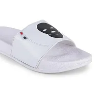 Stylish White Synthetic Leather Printed Sliders For Men-thumb4