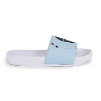 Stylish Blue Synthetic Leather Printed Sliders For Men-thumb3