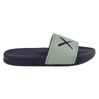 Stylish Green Synthetic Leather Printed Sliders For Men-thumb1