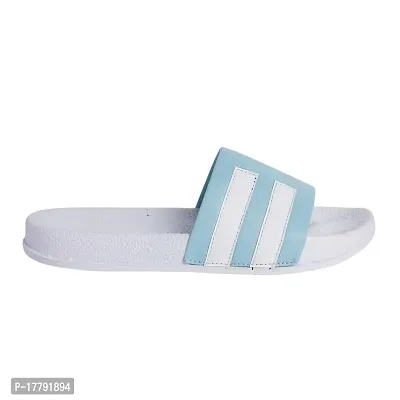 Stylish Blue Synthetic Leather Printed Sliders For Men-thumb2