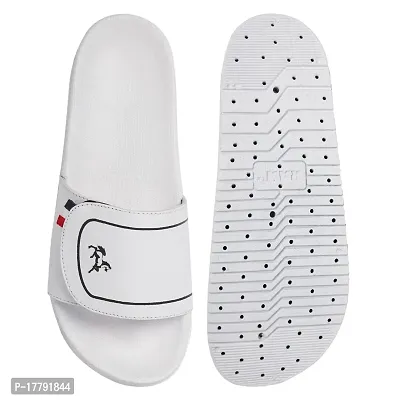 Stylish White Synthetic Leather Printed Sliders For Men-thumb4