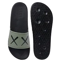 Stylish Green Synthetic Leather Printed Sliders For Men-thumb3