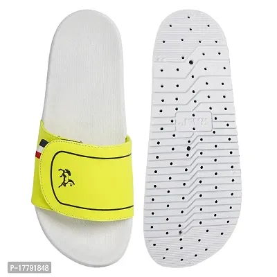 Stylish Yellow Synthetic Leather Printed Sliders For Men-thumb4