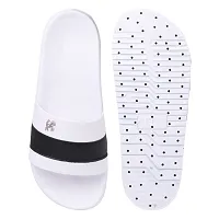 Stylish White Synthetic Leather Printed Sliders For Men-thumb4