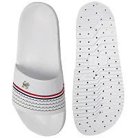 Stylish White Synthetic Leather Printed Sliders For Men-thumb2