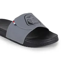 Stylish Grey Synthetic Leather Printed Sliders For Men-thumb4