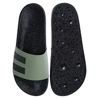 Stylish Green Synthetic Leather Printed Sliders For Men-thumb3