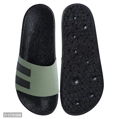 Stylish Green Synthetic Leather Printed Sliders For Men-thumb4