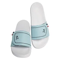 Stylish Blue Synthetic Leather Printed Sliders For Men-thumb2