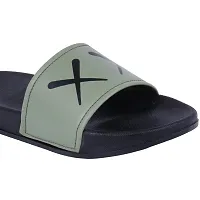 Stylish Green Synthetic Leather Printed Sliders For Men-thumb4