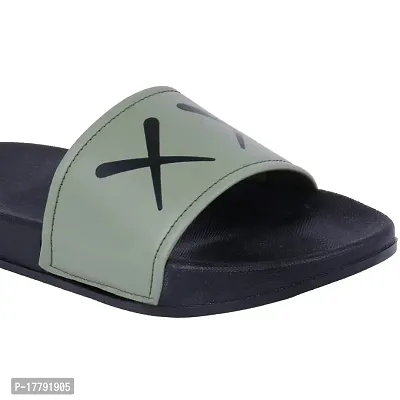 Stylish Green Synthetic Leather Printed Sliders For Men-thumb5