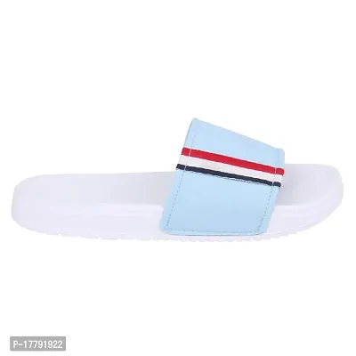 Stylish Blue Synthetic Leather Printed Sliders For Men-thumb2