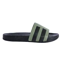 Stylish Green Synthetic Leather Printed Sliders For Men-thumb1