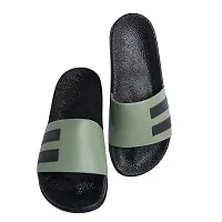 Stylish Green Synthetic Leather Printed Sliders For Men-thumb2