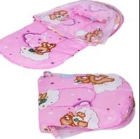 Portable Baby Bed With Pillow Crib Folding Mosquito Net (70x40cm) And  Microfiber Bath Towel  Waterproof Baby Bibs Combo (1 Bed+1Towel+4Bibs)-thumb1