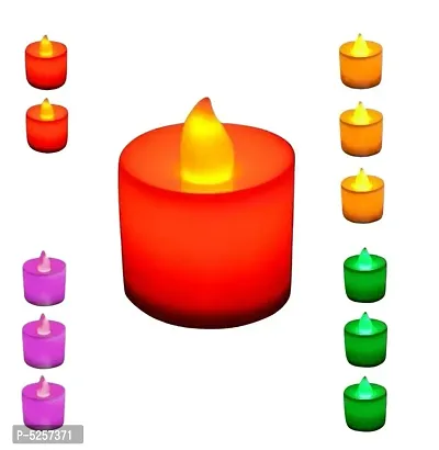LED Flameless and Smokeless Battery Operated Tea Light Candle for Indoor Outdoor Decoration, Multicolour -Pack of 12-thumb0