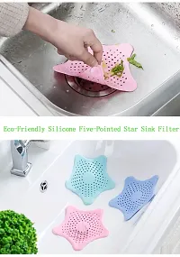 Eco-Friendly Silicone Kitchen Sink Filter Five-Pointed Star Under Sink Water Filter Hair Bathroom Sink Filter-thumb1