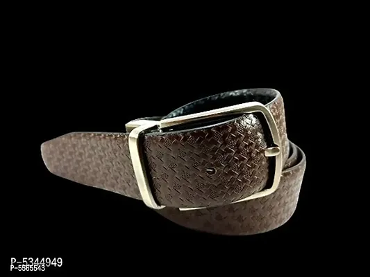 Stylish Leather Reversible Brown and Black Belt For Men-thumb0
