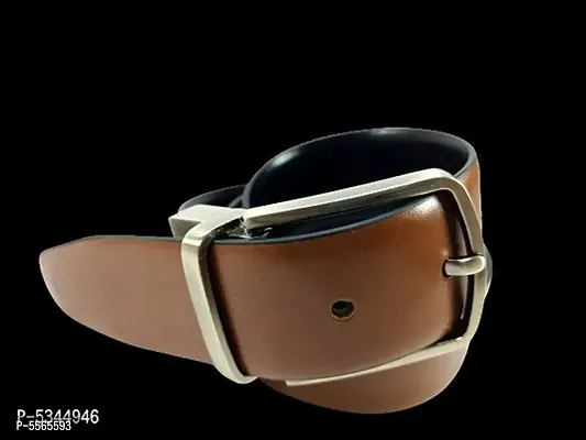 Stylish Leather Reversible Brown And Black Belt For Men-thumb0