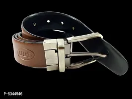 Stylish Leather Reversible Brown And Black Belt For Men-thumb1