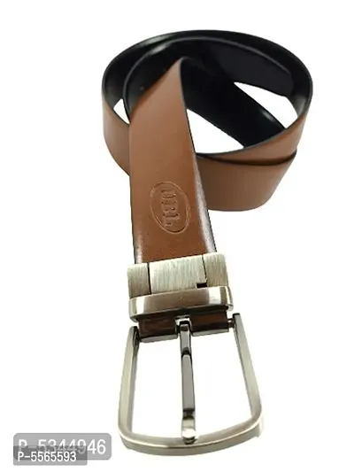 Stylish Leather Reversible Brown And Black Belt For Men-thumb3