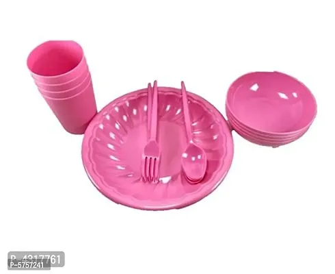 Plastic Set Of 20 PCS (4 Spoon  4 Forks, 4 Glass , 4 Bowls , 4 Plate)