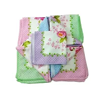 BUYMOOR 100% Cotton Premium Collection Handkerchiefs Hanky For Women (Pack of 6).-thumb1