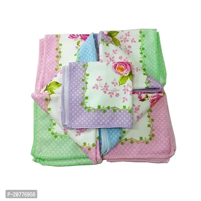 BUYMOOR 100% Cotton Premium Collection Handkerchiefs Hanky For Women (Pack of 6).-thumb2