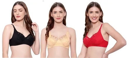 FANMADE Non Padded Beautiful Net Bra, Soft  Comfortable Fancy Net Bra for Women and Girl Pack of 3-thumb1
