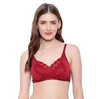 FANMADE Non Padded Beautiful Net Bra, Soft  Comfortable Fancy Net Bra for Women and Girl Pack of 3 (38, Maroon, Black, Purple)-thumb1