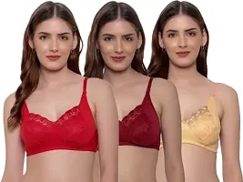 FANMADE Non Padded Beautiful Net Bra, Soft  Comfortable Fancy Net Bra for Women and Girl Pack of 3-thumb1