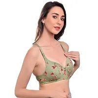 Fanmade - Women's Cotton Blend Lightly Padded Non Wired Push Up Printed Daily Use Regular Bra Combo Pack of 3 (Multicolor) (40 B)-thumb3