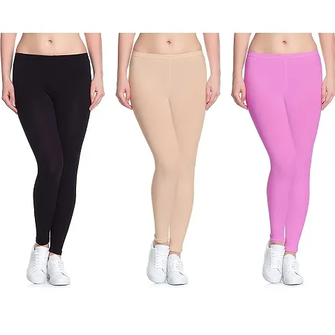 Buy Women's / Girls Cotton Lycra 160 GSM 4 Way Stretchable Ankle Length  Leggings Combo (Pack Of 4) Online In India At Discounted Prices