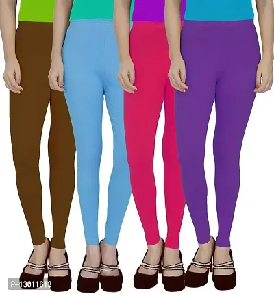 Buy Women's / Girls Cotton Lycra 160 GSM 4 Way Stretchable Ankle Length Leggings  Combo (Pack Of 4) Online In India At Discounted Prices