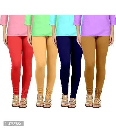 Buy Women Cotton Lycra All- Stretchable Churidar Leggings Set Combo (Free  Size) - Pack of 5 Online In India At Discounted Prices