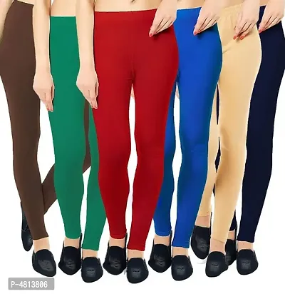 Buy Fablab Women's Cotton Lycra Churidar Leggings Combo Pack  of-6_BlackBlueRedBeigeSkybluePink-(six-Colour) at Amazon.in
