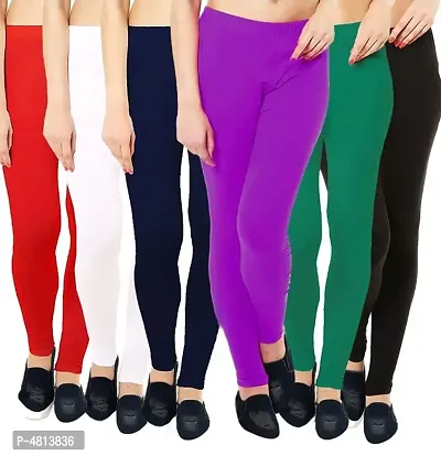 Buy Women Cotton Lycra All- Stretchable Churidar Leggings Set Combo (Free  Size) - Pack of 5 Online In India At Discounted Prices