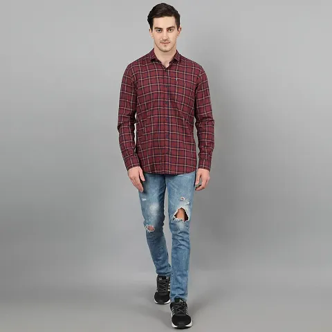 Checked Slim Fit Shirt with Patch Pocket