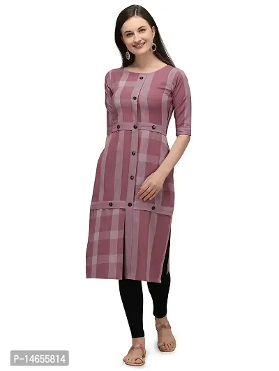 Royal Ful Women's Regular Kurti 3/4 Sleeve (X-Large, Pink)