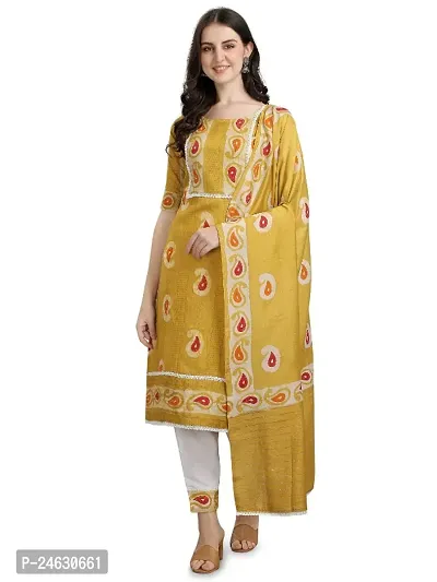 Classic Cotton Kurta Bottom Dupatta Set For Women-thumb0