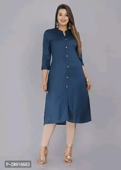 PANTH Creation Women's Regular Printed Straight Cotton Stitched 9 Wooden Button with Pocket Kurti-thumb5