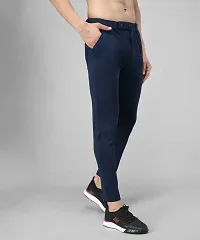 Elegant Blue Lycra Solid Trousers For Men-thumb2