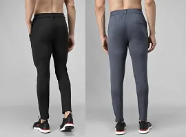 Elegant Lycra Solid Trousers For Men(Pack Of 2, Black,Grey)-thumb2